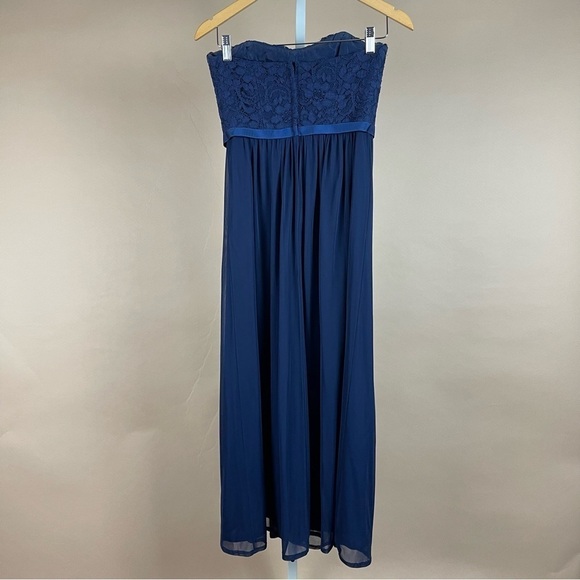 David's Bridal Size 2 Marine Lace Strapless Maxi Dress Wedding Guest Bridesmaid - Picture 2 of 8